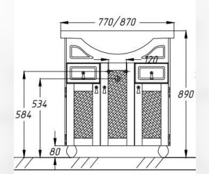 Тумба под раковину с объемной филенкой Opadiris ТИБЕТ 75, 00-00002842, орех антикварный