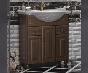 Тумба под раковину с объемной филенкой Opadiris ТИБЕТ 75, 00-00002842, орех антикварный