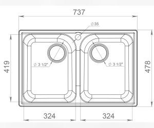 Кухонная мойка GranFest Quarz Z 15, 73.7 x 47.8 см, песочный