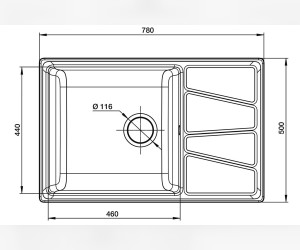 Кухонная мойка GranFest Vertex GF-V-780 L, 78х50 см, графит