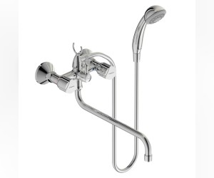 Смеситель Vidima Eco BA163AA для ванны и душа с душевым гарнитуром, поворотный излив, хром