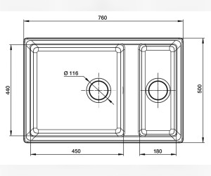 Кухонная мойка GranFest Level GF-LV-760K, 76х50 см, песочный