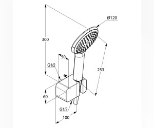 Душевой гарнитур Kludi Freshline 1S 6787091-00 для ванны, держатель квадратный, цвет белый (6787005-00)