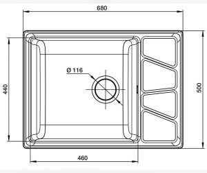 Кухонная мойка GranFest Vertex GF-V-680 L, 68х50 см, графит