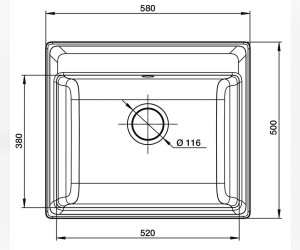 Кухонная мойка GranFest Vertex GF-V-580, 58х50 см, черная