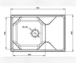 Кухонная мойка GranFest Unique GF-U-740 L, 74х50 см, бежевая