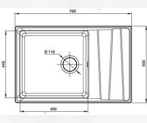 Кухонная мойка GranFest Level GF-LV-760L, 76х50 см, серая