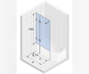 Шторка для ванны Riho VZ Scandic NXT X109V, 90x150 см, цвет профиля хром, стекло прозрачное, левая/правая