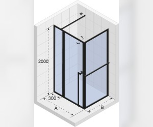 Душевой уголок Riho Lucid GD203 GD211B090 110 x 90 x 200 см, стекло прозрачное, профиль черный матовый