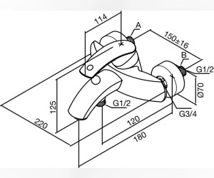 Смеситель Damixa Gala 7010077A для ванны и душа, золото