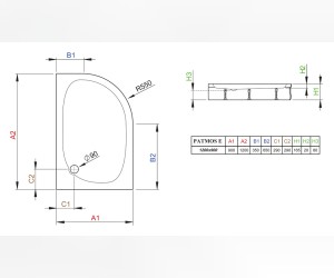 Поддон для душа Radaway Patmos E, 120 x 90 см, четверть круга, 4P91217-03L/R