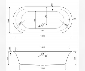 Акриловая ванна Cezares METAURO-Central-180x80-40 180 х 80 см