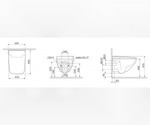 Подвесной безободковый унитаз Am.Pm Inspire 2.0, с электронной крышкой-биде, CCC50A1700SC