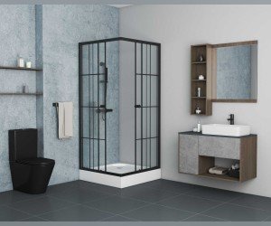 Душевой уголок Niagara Nova NG-0180-14 800х800х1950 см квадратный с поддоном, профиль черный, стекло прозрачное