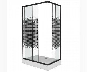 Душевой уголок Niagara NG-009-14QT Black Eco тонированное с поддоном 900 х 900 х 1950 см, квадратный, черный