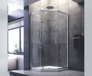 Душевой уголок Am.Pm Gem 5-corner Pivot, 90 х 90 см, профиль матовый хром, стекло прозрачное, W90G-405-090MT