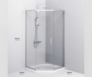 Душевой уголок Am.Pm Gem 5-corner Pivot, 90 х 90 см, профиль матовый хром, стекло прозрачное, W90G-405-090MT