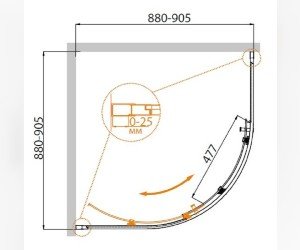 Душевой уголок Cezares Molveno-R-1-90-C-Cr-IV, 90 х 90 см, стекло прозрачное, хром