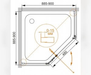 Душевой уголок Cezares ECO-O-P-1-90-C-Cr, 90 х 90 х 195 см, стекло прозрачное