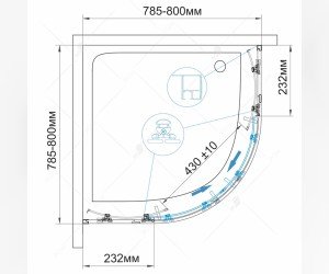 Душевой уголок RGW Classic CL-53B 06095388-14 80 х 80 см, четверть круга, профиль черный, стекло прозрачное