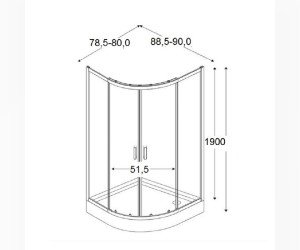 Душевой уголок Radaway Alienta E 80 x 90 см, стекло прозрачное, профиль хром, 10248090-01-01