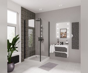 Душевой уголок Niagara Nova 90 х 90 см, профиль черный, стекло прозрачное, NG-6803-08 BLACK