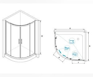 Душевой уголок RGW HO-51, 03065199-11, 90 х 90 x 195 см, четверть круга, дверь раздвижная, стекло прозрачное, хром