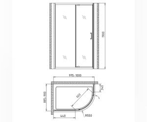 Душевой уголок Gemy Sunny Bay 100 х 90 см, стекло прозрачное, профиль хром, S28192