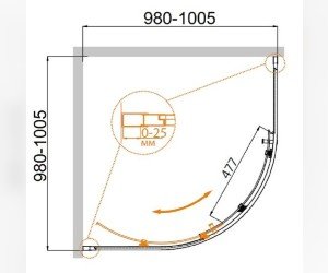 Душевой уголок Cezares Molveno-R-1-100-C-Cr-IV, 100 х 100 см, стекло прозрачное, хром