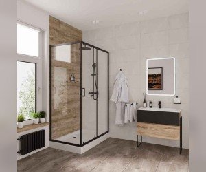 Душевой уголок Niagara Nova 120 х 80 см, профиль черный, стекло прозрачное, NG-6812-08 BLACK