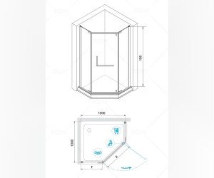 Душевой уголок RGW Hotel HO-081 B, 100 х 100 x 195 см, 350608100-24, трапеция, дверь распашная, стекло сатинат/матовое, черный