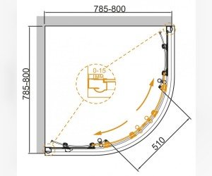 Душевой уголок Cezares GIUBILEO, 80 х 80 х 195, стекло матовое узорчатое/прозрачное, профиль хром