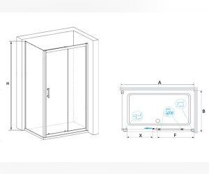 Душевой уголок RGW PA-145, 020814590-11, 100 x 90 см, дверь раздвижная, стекло прозрачное, профиль хром