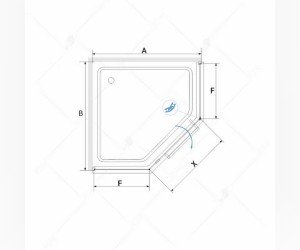 Душевой уголок RGW Hotel HO-084G, 3350608499-16, 90 х 90 см, пятиугольный, дверь распашная, стекло прозрачное, профиль золото