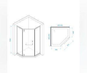 Душевой уголок RGW Hotel HO-084, 90 х 90 x 195 см, трапеция, дверь распашная, стекло матовое, профиль хром, 350608499-21