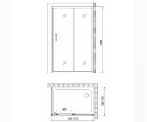 Душевой уголок Gemy Victoria, 100 х 70 х 190 см, стекло матовое, профиль хром, S30191HM-A70M
