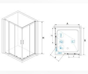 Душевой уголок RGW HO-42, 03064292-11, 90 х 120 x 195 см, дверь раздвижная, стекло прозрачное, хром