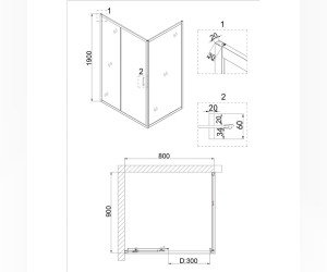 Душевой уголок Niagara Nova, 80 х 90 х 195 см, профиль хром, стекло прозрачное, NG-62-8A-A90
