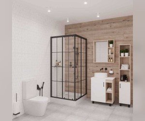 Душевой уголок Niagara Nova 1000х1000х1950 см квадратный, дверь раздвижная, стекло прозрачное, профиль черный, NG-0100-14