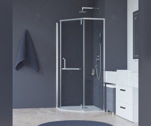 Душевой уголок RGW Hotel HO-084, 350608400-11, 100 х 100 x 195 см, трапеция, дверь распашная, стекло прозрачное, хром