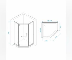 Душевой уголок RGW Hotel HO-084, 350608400-11, 100 х 100 x 195 см, трапеция, дверь распашная, стекло прозрачное, хром