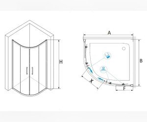 Душевой уголок RGW PA-51, 02085100-11, 100 х 100 x 190 см четверть круга, дверь раздвижная, стекло прозрачное, хром