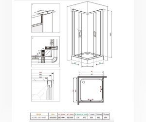 Душевой уголок Damixa Skyline Square, 90 x 90 см, стекло прозрачное, профиль хром, DX35WG-403-090MT