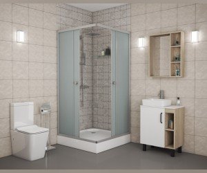 Душевой уголок Niagara Eco 1000 х 1000х 1950 см, низкий поддон, профиль хром, стекло матовое, NG-010-14Q