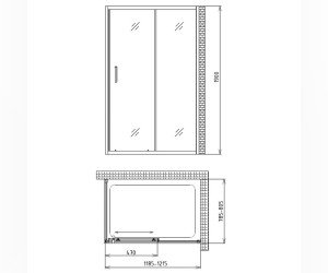 Душевой уголок Gemy Victoria, 120 х 80 х 190 см, стекло матовое, профиль хром, S30191AM-A80M