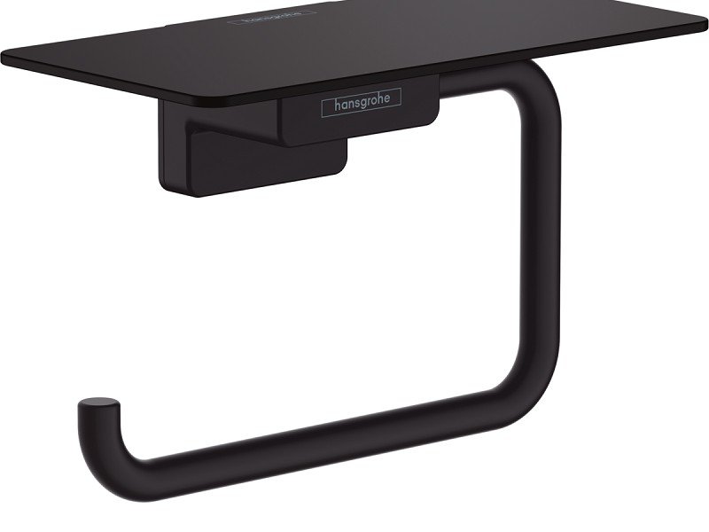 Держатель туалетной бумаги Hansgrohe AddStoris, с полкой, черный матовый, 41772670