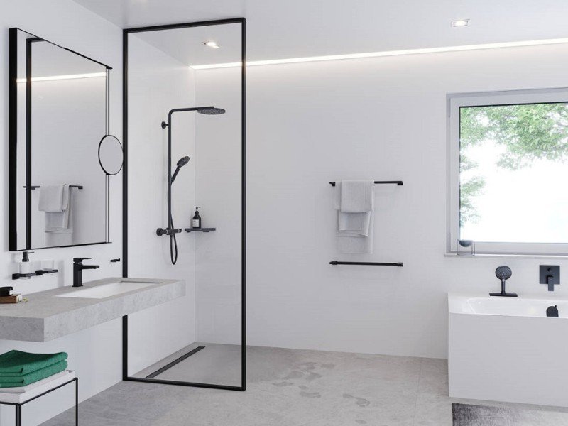 Полка Hansgrohe AddStoris угловая 30 см, чёрный матовый, 41741670