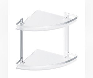 Полка двойная угловая Am.Pm Sense L, серебристая, с матовым стеклом, A7456200