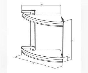 Полка двойная угловая Am.Pm Sense L, серебристая, с матовым стеклом, A7456200