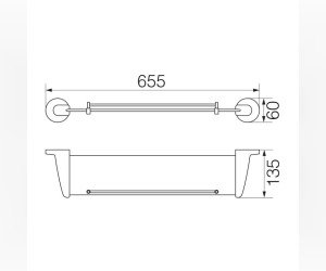 Полка стеклянная с галереей Veragio Oscar OSC-5211.CR, 60 см, хром/матовое стекло